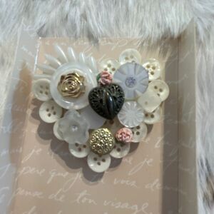 Vintage Hallmark Button Heart Brooch